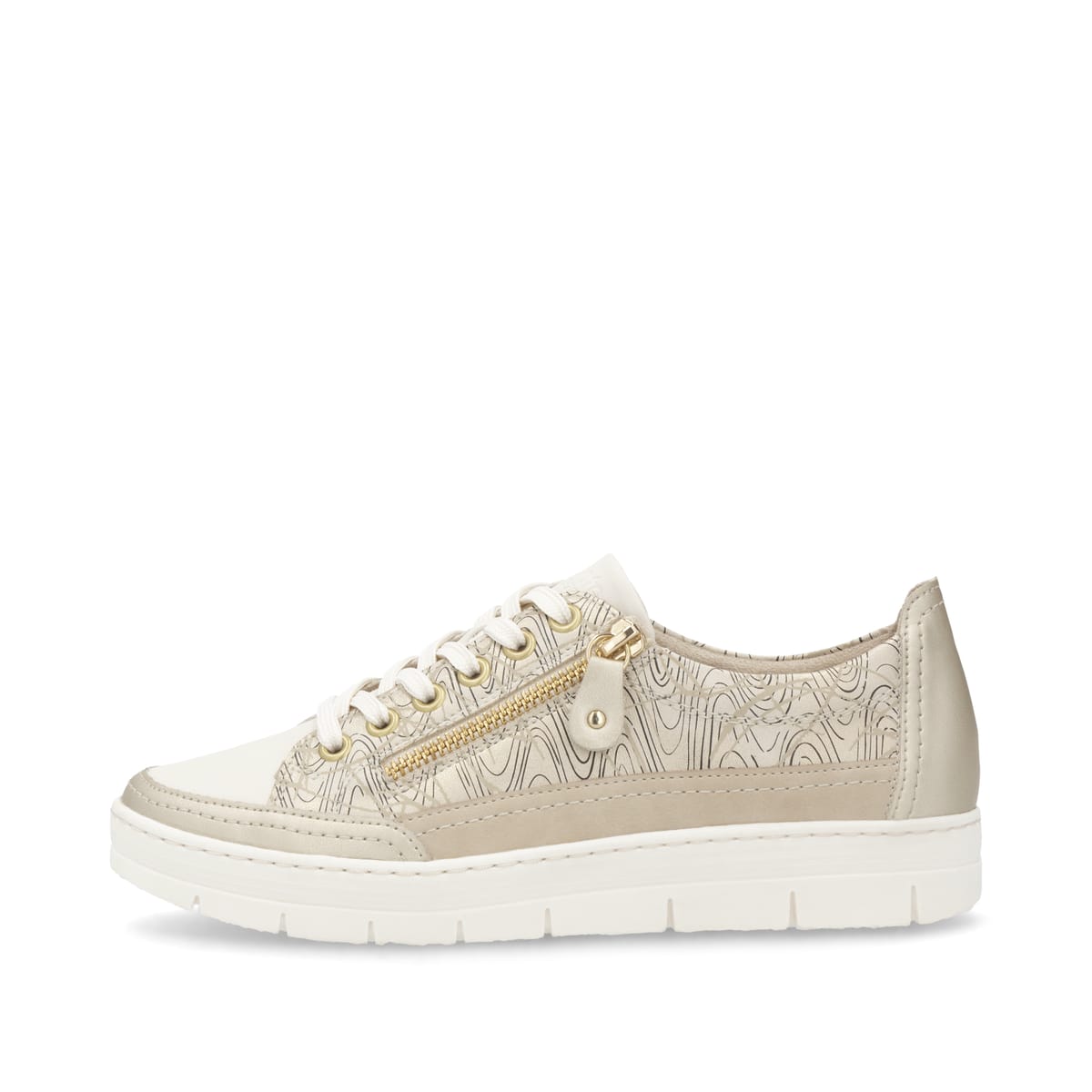 Goldene remonte Damen Sneaker Low D5826-91 mit einem Reißverschluss. Schuh Außenseite.