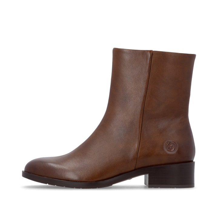 Braune remonte Damen Stiefeletten D3U73-22 mit einem Reißverschluss. Schuh Außenseite.