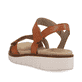 Braune remonte Riemchensandalen D2049-22 mit einem Klettverschluss. Schuh von hinten.