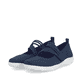 Blaue remonte Ballerinas R3519-14 mit einem Klettverschluss sowie Komfortweite G. Schuhpaar seitlich schräg.