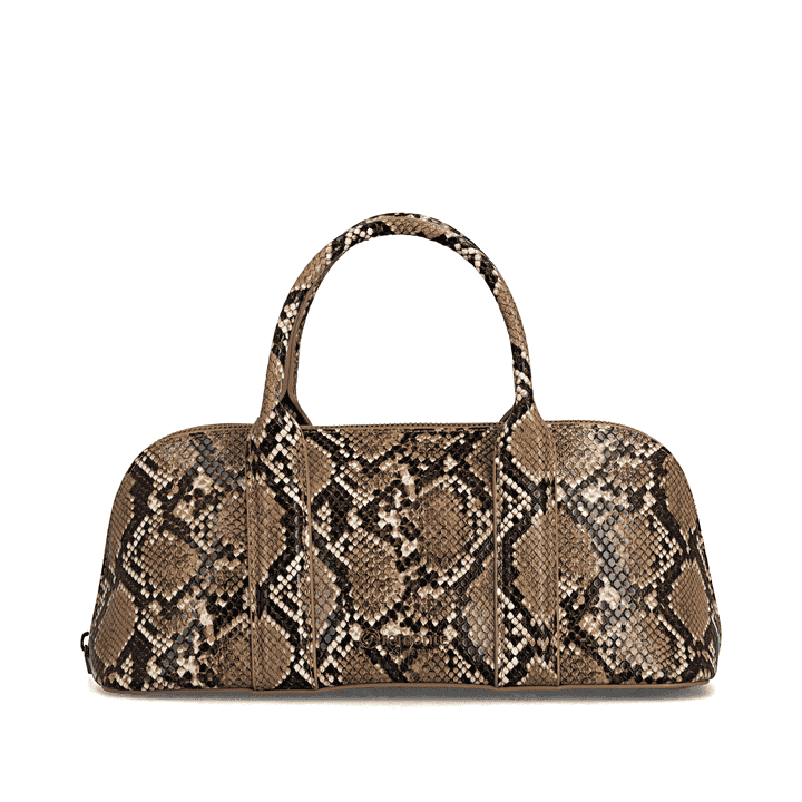 Sac à main remonte Q0673-25 avec motif serpent avec poignée de transport, bandoulière et poche intérieure.Devant.