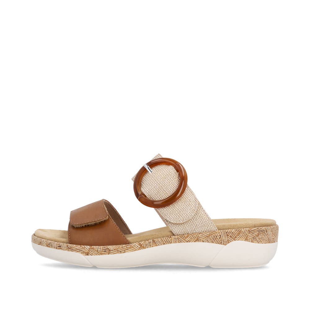 Mules remonte métalliques pour femme R6858-90 avec boucle tendance. Côté extérieur de la chaussure.