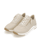 Beige remonte Damen Sneaker Low R6705-61 mit Reißverschluss sowie Komfortweite G. Schuhpaar seitlich schräg.