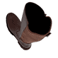 Braune remonte Hochschaftstiefel D2S74-25 mit einem Reißverschluss. Schuh von oben, liegend.