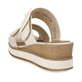 Beige remonte Damen Pantoletten D6463-60 mit einem Klettverschluss. Schuh von hinten.