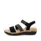 Schwarze remonte Riemchensandalen R6861-02 mit einem Klettverschluss. Schuh Außenseite.