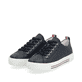 Blaue remonte Damen Sneaker Low D0900-15 mit Schnürung sowie der Komfortweite G. Schuhpaar seitlich schräg.