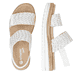 Silberne remonte Keilsandaletten D0Q63-91 mit einem Klettverschluss. Schuh von oben, liegend.