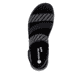 Schwarze remonte Riemchensandalen D1J59-03 mit einem Gummizug. Schuh von oben.
