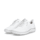 Mocassins remonte blancs pour femme D3G02-80 avec bande élastique. Chaussures inclinées sur le côté.
