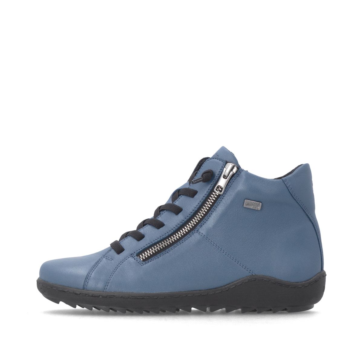 Blaue remonte Damen Kurzstiefel R1455-14 mit wasserabweisender TEX-Membran. Schuh Außenseite.