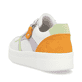 Weiße remonte Damen Sneaker Low D0J01-86 mit einem Reißverschluss. Schuh von hinten.