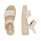 Beige remonte Riemchensandaletten D1N54-60 mit einem Klettverschluss. Schuh von oben, liegend.