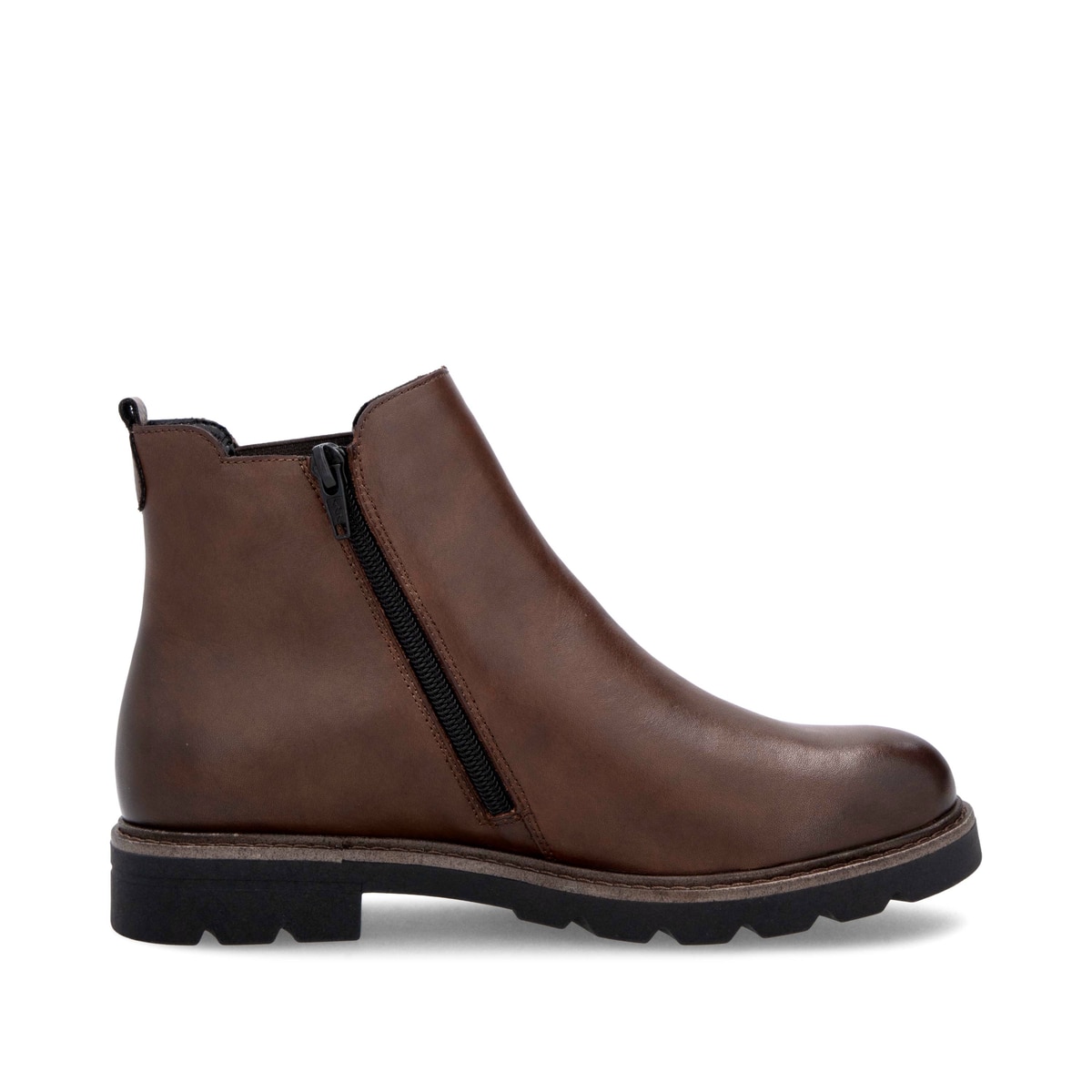 Braune remonte Chelsea Boots D2Q70-22 mit wasserabweisender TEX-Membran. Schuh Innenseite.