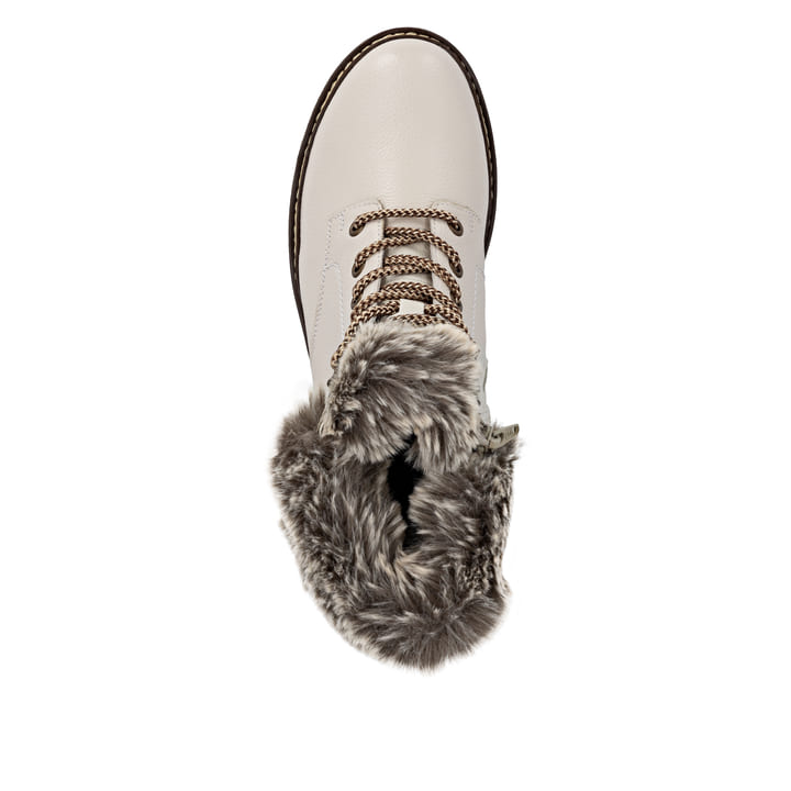 Weiße remonte Damen Schnürstiefel D0B74-80 mit wasserabweisender TEX-Membran. Schuh von oben.