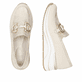 Mocassins remonte beiges pour femme D0T12-60 avec éléments décoratifs. Chaussure vue de dessus, couchée.