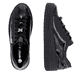 Schwarze remonte Damen Sneaker D1C09-00 mit dekorativem Schmuckdetail. Schuh von oben, liegend.