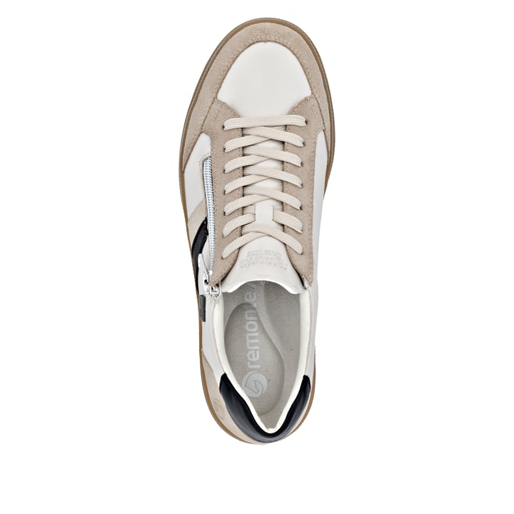 Beige remonte Damen Sneaker D2C04-62 mit wasserabweisender remonteTEX-Membran. Schuh von oben.