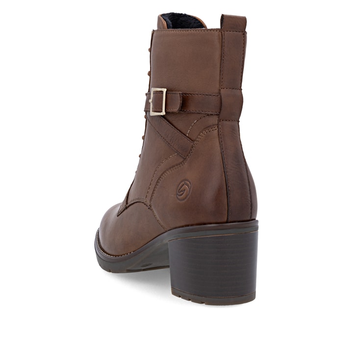 Bottines remonte marron pour femme D2A74-25 avec fermeture éclair. Chaussure vue de dessus.