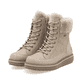 Braunbeige remonte Damen Schnürstiefel D0U78-20 mit Flip-Grip Sohle. Schuhpaar seitlich schräg.