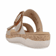 Beige remonte Damen Pantoletten R6858-60 mit einem Klettverschluss. Schuh von hinten.
