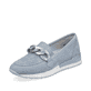 
Himmelblaue remonte Damen Loafers R2544-10 mit einer flexiblen Profilsohle. Schuh seitlich schräg