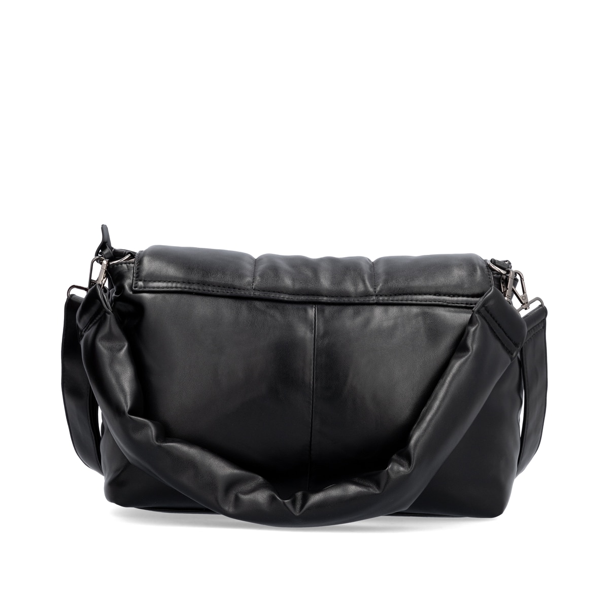Sac à main remonte Q0716-00 en noir avec fermeture éclair et des bretelles ajustables. Verso.