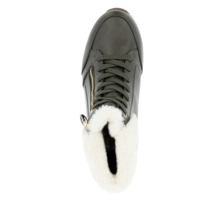 Grüne remonte Damen Schnürstiefel D0T77-52 mit wasserabweisender TEX-Membran. Schuh Laufsohle.