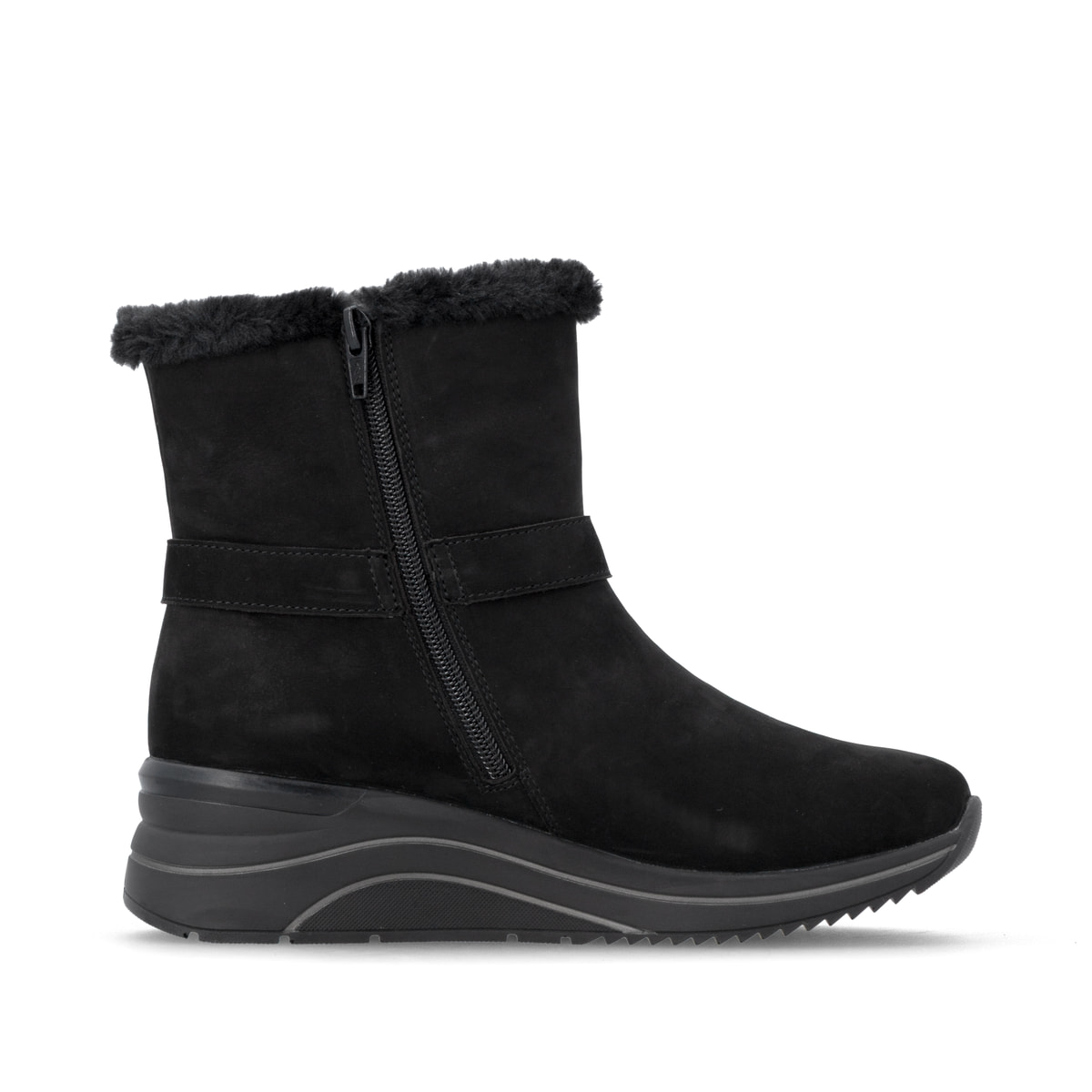 Schwarze remonte Damen Kurzstiefel D0T82-02 mit wasserabweisender TEX-Membran. Schuh Innenseite.