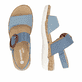 Sandales à lanières remonte bleues femme R6853-15 avec boucle tendance. Chaussure vue de dessus, couchée.