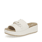 Vanillebeige remonte Damen Pantoletten D1N51-80 mit modischer Kette. Schuh seitlich schräg.