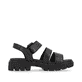 Graphitschwarze remonte Damen Riemchensandalen D7957-00 mit Klettverschluss. Schuh Innenseite.