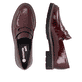 Weinrote remonte Damen Loafer D2Q05-35 mit einem Gummizug. Schuh von oben, liegend.