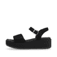 Schwarze remonte Damen Riemchensandalen D1N50-00 mit einem Klettverschluss. Schuh Außenseite.
