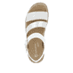 Silberne vegane remonte Riemchensandalen D0Q55-90 mit einem Klettverschluss. Schuh von oben.