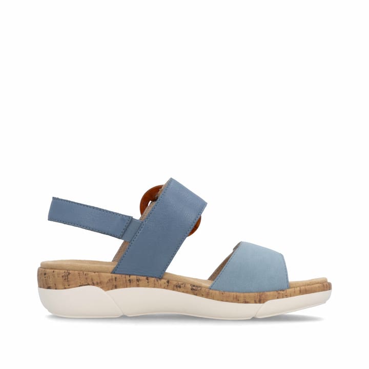 Sandales à lanières remonte bleues femme R6853-15 avec boucle tendance. Côté intérieur de la chaussure.
