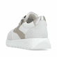 Weißgraue vegane remonte Damen Schnürschuhe D2V02-80 mit einem Reißverschluss. Schuh von hinten.