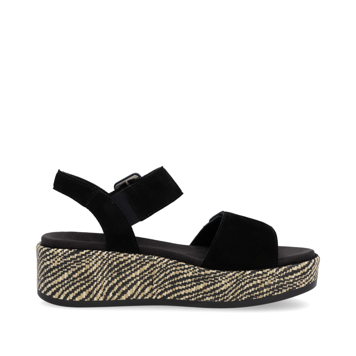 Schwarze remonte Riemchensandaletten D1N54-02 mit einem Klettverschluss. Schuh Innenseite.