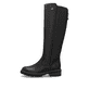 
Asphaltschwarze remonte Damen Hochschaftstiefel D0B72-01 mit einer Profilsohle. Schuh Außenseite