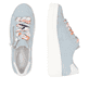 Blaue remonte Damen Sneaker Low D1C06-12 mit Reißverschluss sowie Komfortweite G. Schuh von oben, liegend.