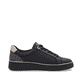 Baskets basses remonte noires pour femme D2E00-03 avec fermeture éclair. Chaussure vue de l'arrière.