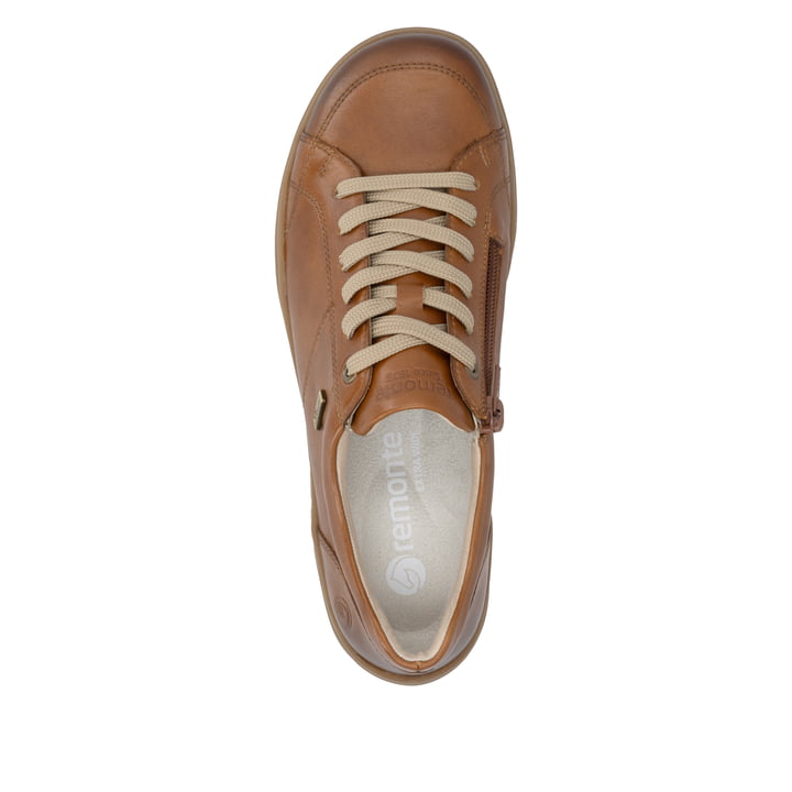 Chaussures à lacets remonte marron pour femmes D3T00-24. Chaussure vue de dessus.