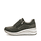 Baskets basses remonte vertes pour femme D0T16-54 avec fermeture éclair. Côté extérieur de la chaussure.