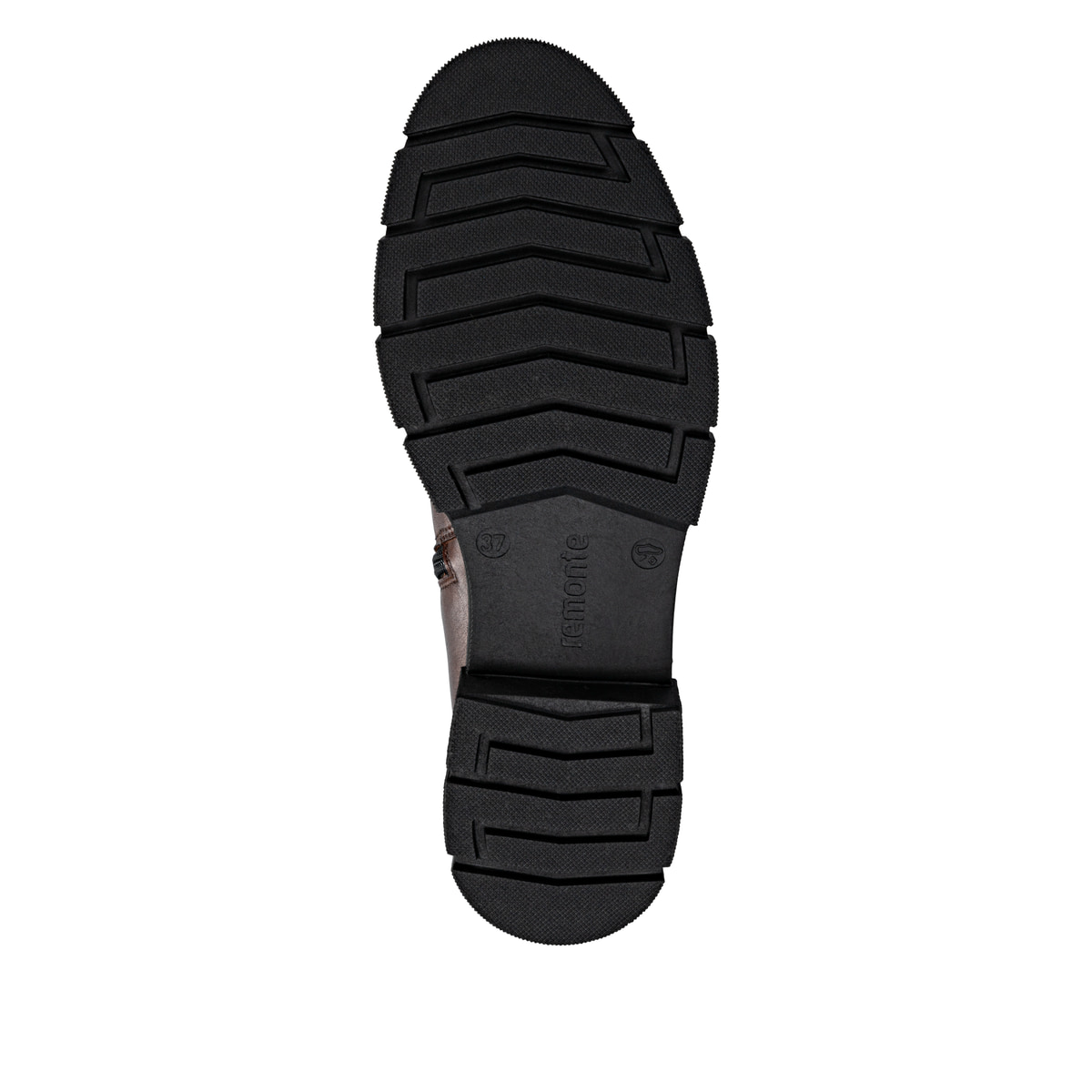 Braune remonte Hochschaftstiefel D2S74-25 mit einem Reißverschluss. Schuh Laufsohle.