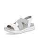 Graphitgraue remonte Damen Riemchensandalen D1J50-80 mit einem Elastikeinsatz. Schuh seitlich schräg.