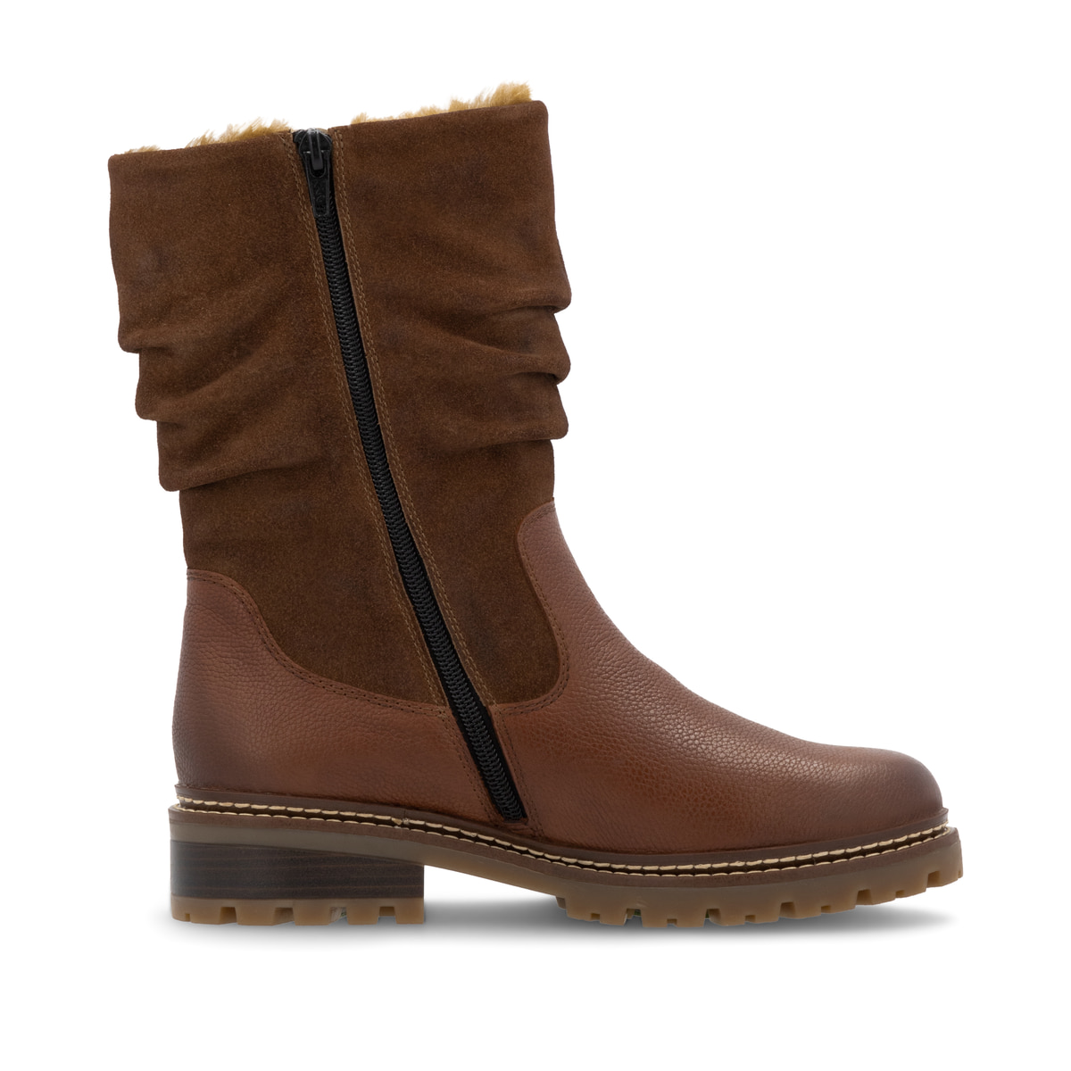 Braune remonte Hochschaftstiefel D0B80-24 mit wasserabweisender TEX-Membran. Schuh Innenseite.