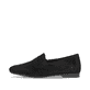 Nachtschwarze remonte Damen Loafer D0K02-00 mit einem Elastikeinsatz. Schuh Außenseite.