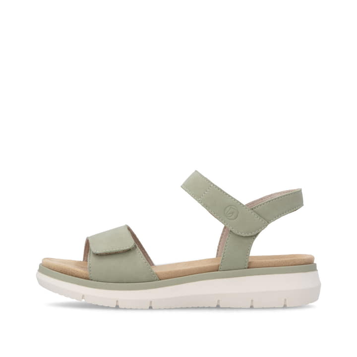 Grüne remonte Riemchensandalen D2K58-52 mit einem Klettverschluss. Schuh Außenseite.
