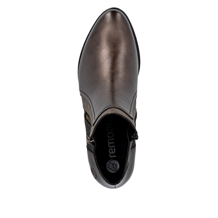 Bottines remonte métalliques pour femme R5172-90 avec fermeture éclair. Semelle extérieure de la chaussure.