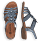 
Jeansblaue remonte Damen Riemchensandalen R3663-14 mit einer flexiblen Profilsohle. Schuhpaar von oben.